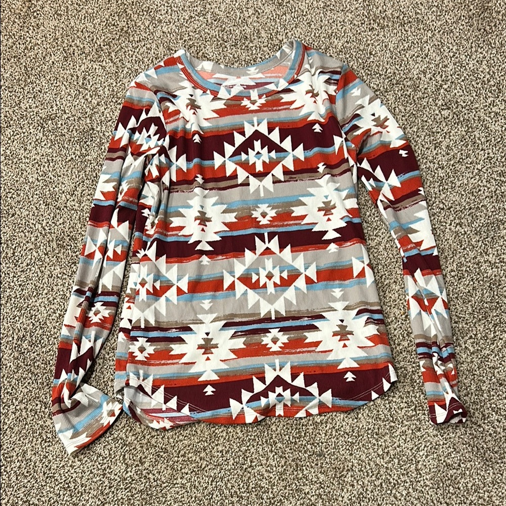 Aztec Print Long Sleeve Top